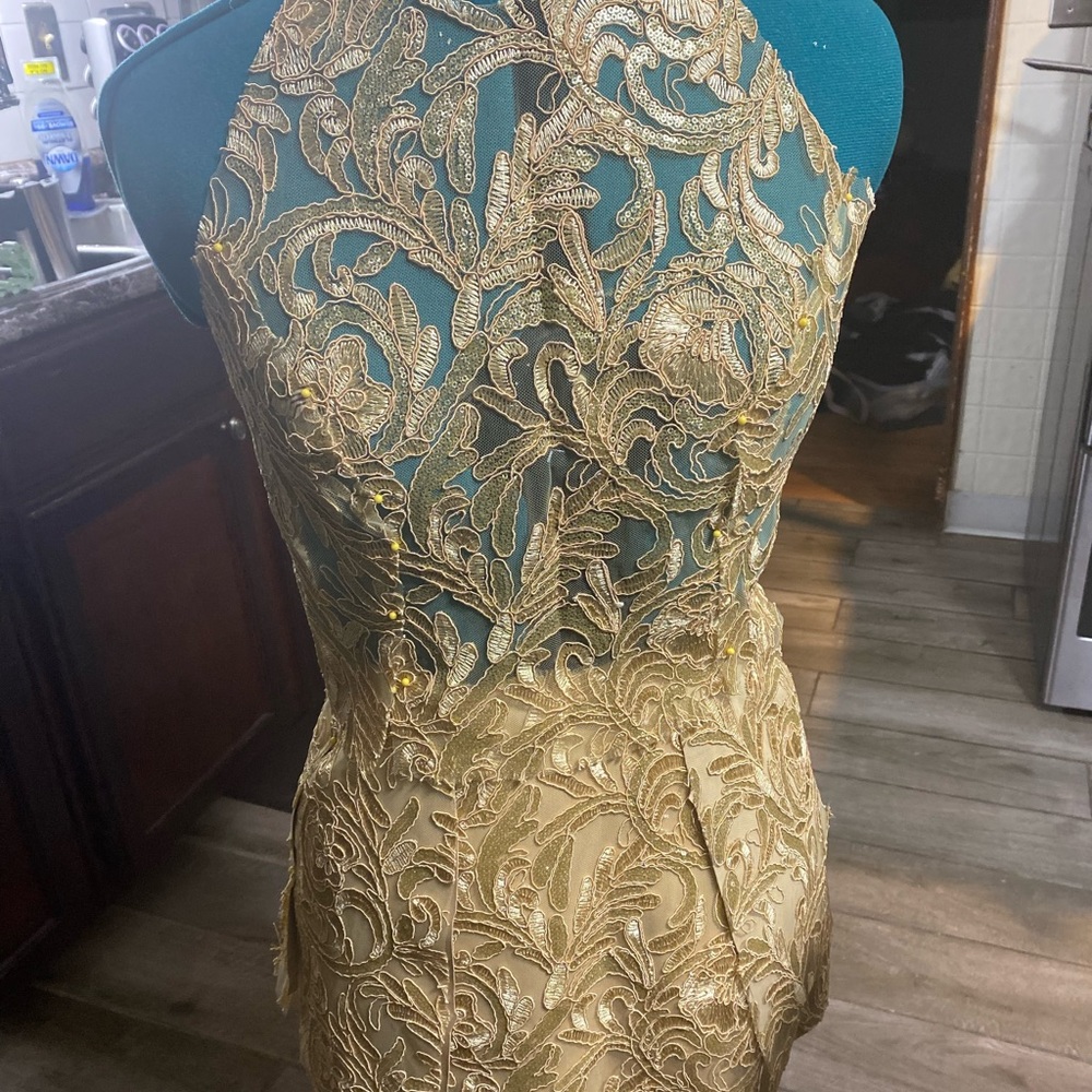 Gold formal Dress  custom made - Picture 2 of 3